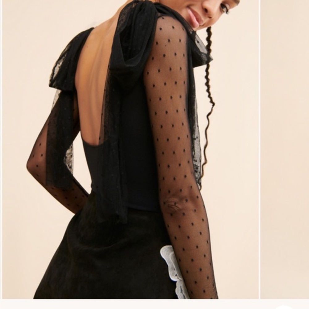 Free People Tongue Tied Thong Bodysuit black size small NWT - Picture 5 of 5